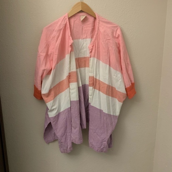 Anthropologie Kimono Pink Colorblock - Picture 6 of 7